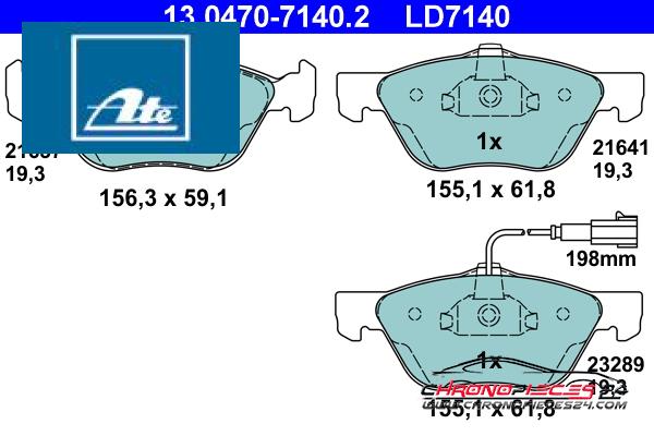 Achat de ATE 13.0470-7140.2 Kit de plaquettes de frein, frein à disque pas chères