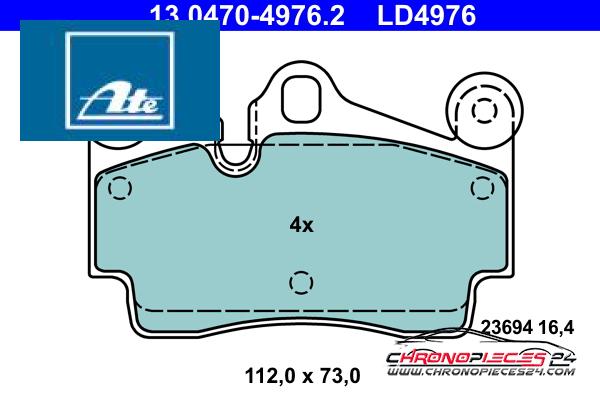 Achat de ATE 13.0470-4976.2 Kit de plaquettes de frein, frein à disque pas chères