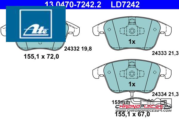 Achat de ATE 13.0470-7242.2 Kit de plaquettes de frein, frein à disque pas chères