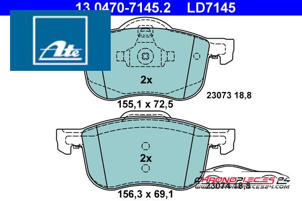 Achat de ATE 13.0470-7145.2 Kit de plaquettes de frein, frein à disque pas chères