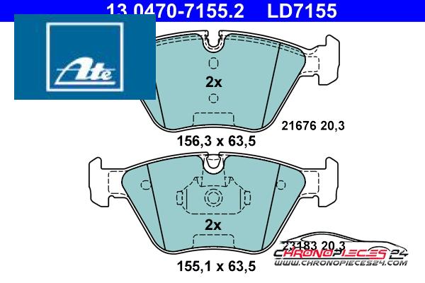 Achat de ATE 13.0470-7155.2 Kit de plaquettes de frein, frein à disque pas chères