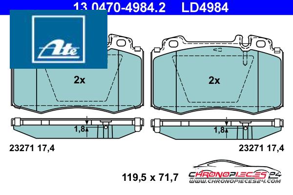 Achat de ATE 13.0470-4984.2 Kit de plaquettes de frein, frein à disque pas chères