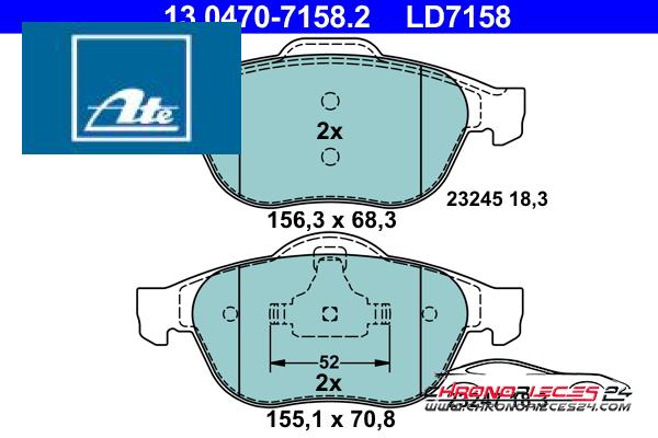 Achat de ATE 13.0470-7158.2 Kit de plaquettes de frein, frein à disque pas chères