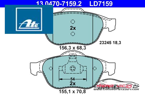 Achat de ATE 13.0470-7159.2 Kit de plaquettes de frein, frein à disque pas chères