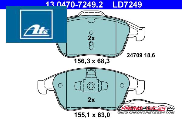 Achat de ATE 13.0470-7249.2 Kit de plaquettes de frein, frein à disque pas chères