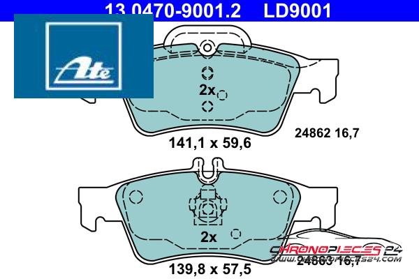 Achat de ATE 13.0470-9001.2 Kit de plaquettes de frein, frein à disque pas chères