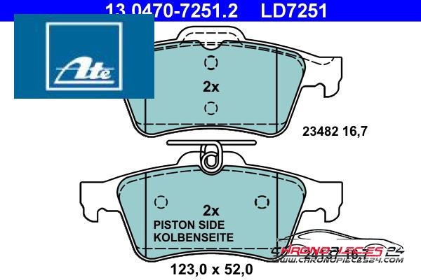 Achat de ATE 13.0470-7251.2 Kit de plaquettes de frein, frein à disque pas chères