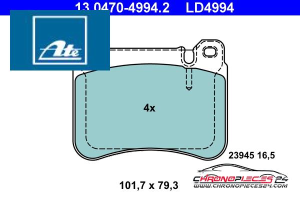 Achat de ATE 13.0470-4994.2 Kit de plaquettes de frein, frein à disque pas chères