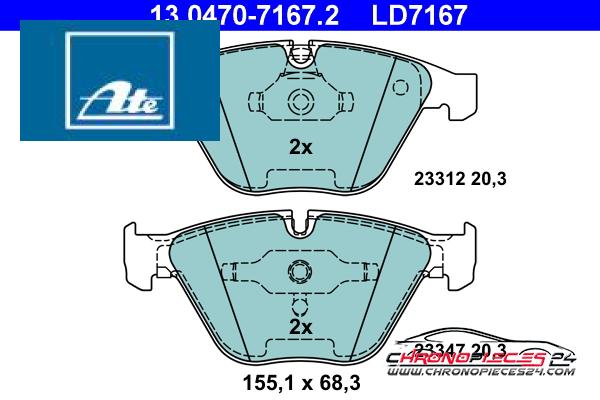 Achat de ATE 13.0470-7167.2 Kit de plaquettes de frein, frein à disque pas chères