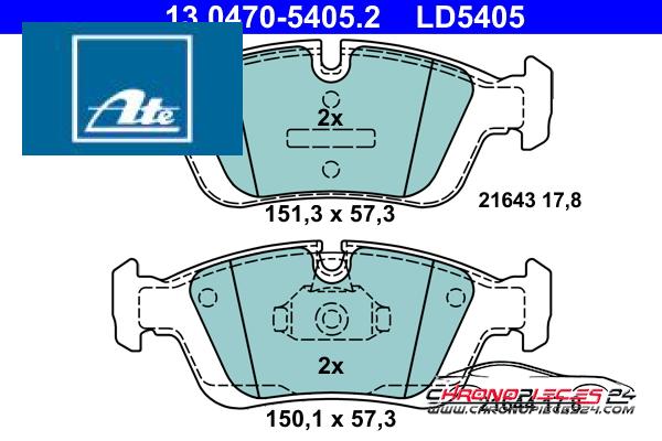 Achat de ATE 13.0470-5405.2 Kit de plaquettes de frein, frein à disque pas chères