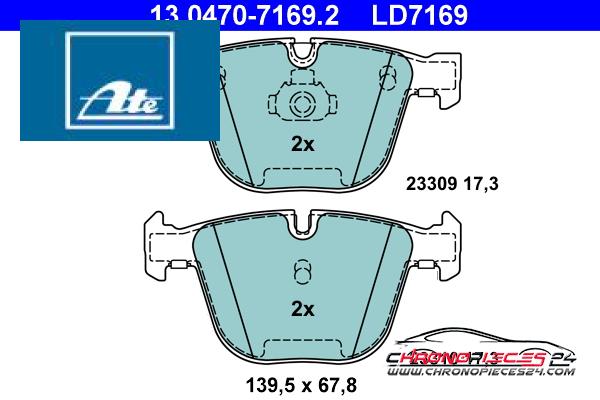 Achat de ATE 13.0470-7169.2 Kit de plaquettes de frein, frein à disque pas chères