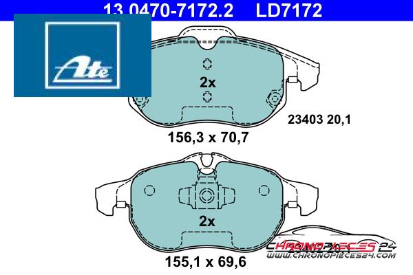 Achat de ATE 13.0470-7172.2 Kit de plaquettes de frein, frein à disque pas chères