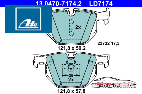 Achat de ATE 13.0470-7174.2 Kit de plaquettes de frein, frein à disque pas chères