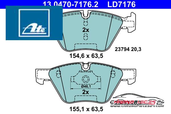 Achat de ATE 13.0470-7176.2 Kit de plaquettes de frein, frein à disque pas chères