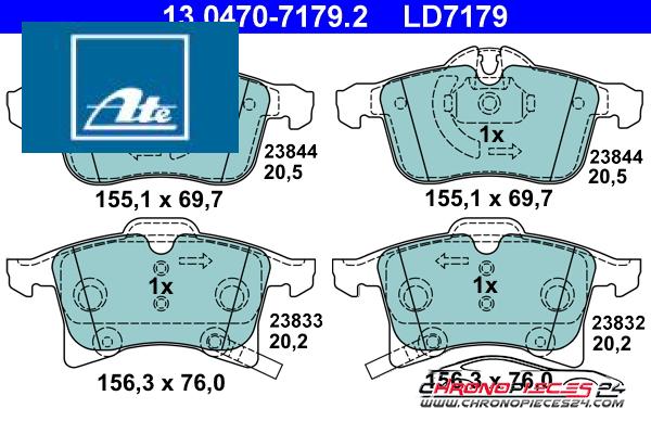 Achat de ATE 13.0470-7179.2 Kit de plaquettes de frein, frein à disque pas chères