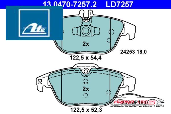 Achat de ATE 13.0470-7257.2 Kit de plaquettes de frein, frein à disque pas chères