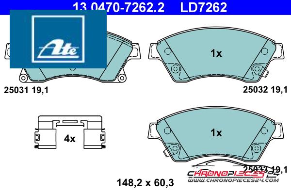 Achat de ATE 13.0470-7262.2 Kit de plaquettes de frein, frein à disque pas chères