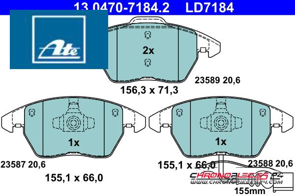 Achat de ATE 13.0470-7184.2 Kit de plaquettes de frein, frein à disque pas chères