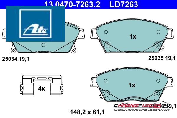 Achat de ATE 13.0470-7263.2 Kit de plaquettes de frein, frein à disque pas chères