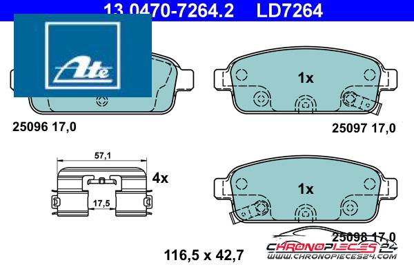 Achat de ATE 13.0470-7264.2 Kit de plaquettes de frein, frein à disque pas chères