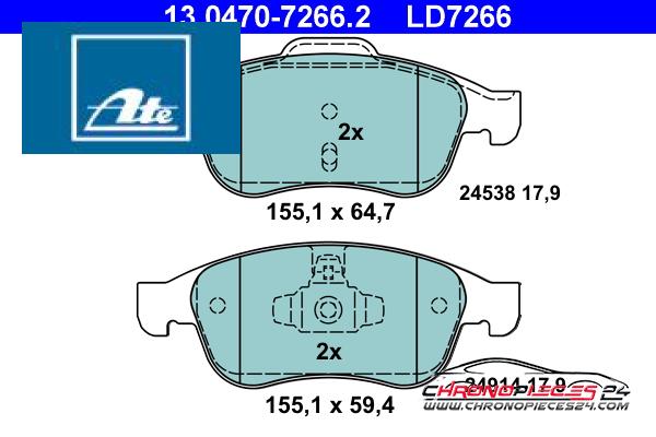 Achat de ATE 13.0470-7266.2 Kit de plaquettes de frein, frein à disque pas chères