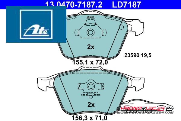 Achat de ATE 13.0470-7187.2 Kit de plaquettes de frein, frein à disque pas chères