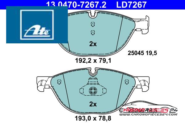 Achat de ATE 13.0470-7267.2 Kit de plaquettes de frein, frein à disque pas chères