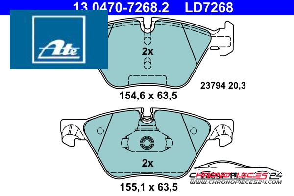 Achat de ATE 13.0470-7268.2 Kit de plaquettes de frein, frein à disque pas chères