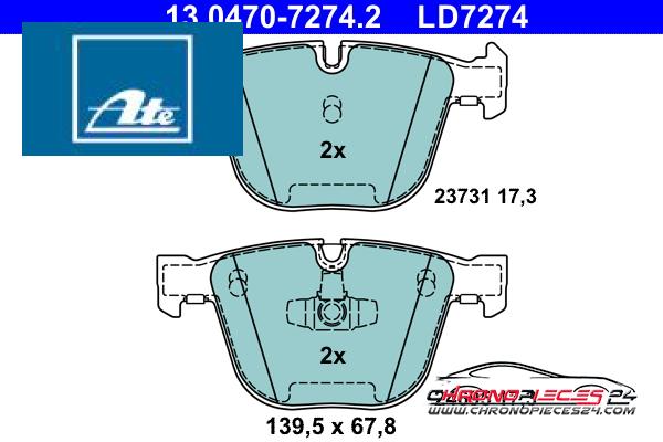 Achat de ATE 13.0470-7274.2 Kit de plaquettes de frein, frein à disque pas chères