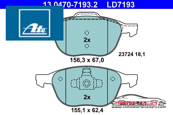 Achat de ATE 13.0470-7193.2 Kit de plaquettes de frein, frein à disque pas chères