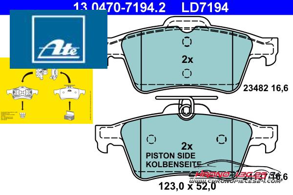 Achat de ATE 13.0470-7194.2 Kit de plaquettes de frein, frein à disque pas chères