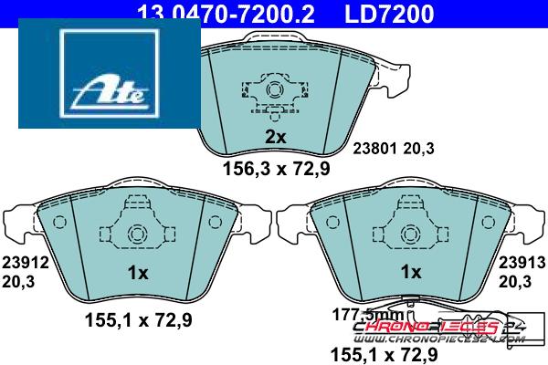 Achat de ATE 13.0470-7200.2 Kit de plaquettes de frein, frein à disque pas chères