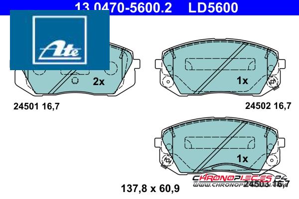 Achat de ATE 13.0470-5600.2 Kit de plaquettes de frein, frein à disque pas chères