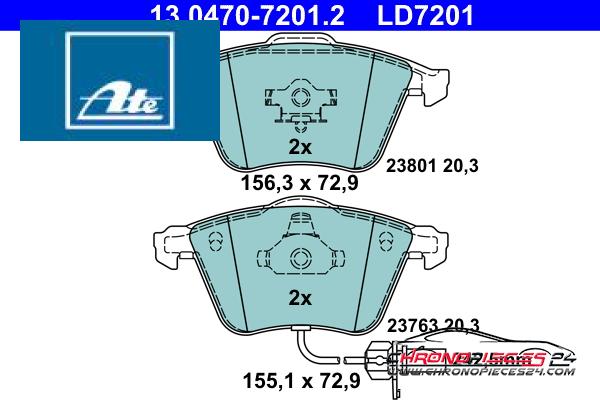 Achat de ATE 13.0470-7201.2 Kit de plaquettes de frein, frein à disque pas chères