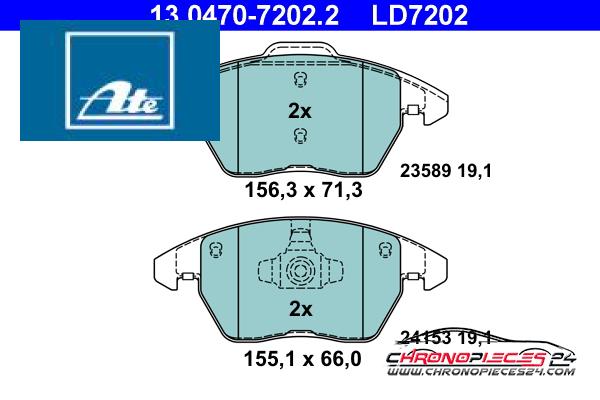 Achat de ATE 13.0470-7202.2 Kit de plaquettes de frein, frein à disque pas chères