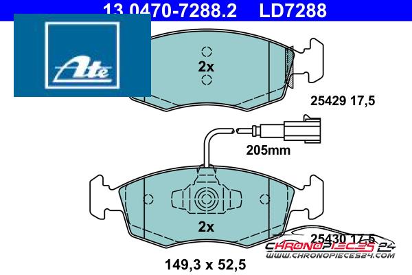 Achat de ATE 13.0470-7288.2 Kit de plaquettes de frein, frein à disque pas chères