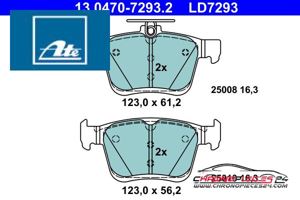 Achat de ATE 13.0470-7293.2 Kit de plaquettes de frein, frein à disque pas chères