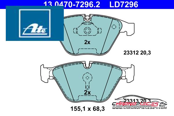 Achat de ATE 13.0470-7296.2 Kit de plaquettes de frein, frein à disque pas chères