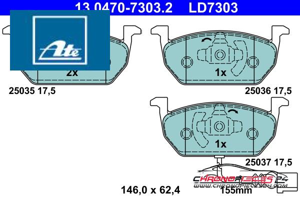 Achat de ATE 13.0470-7303.2 Kit de plaquettes de frein, frein à disque pas chères