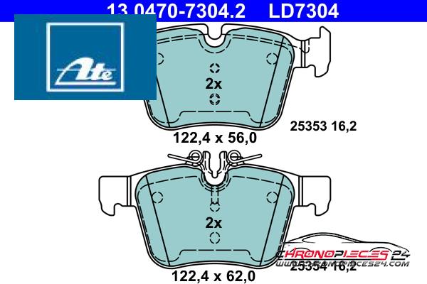 Achat de ATE 13.0470-7304.2 Kit de plaquettes de frein, frein à disque pas chères