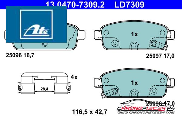 Achat de ATE 13.0470-7309.2 Kit de plaquettes de frein, frein à disque pas chères