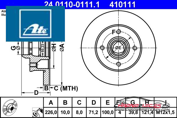 Achat de ATE 24.0110-0111.1 Disque de frein pas chères