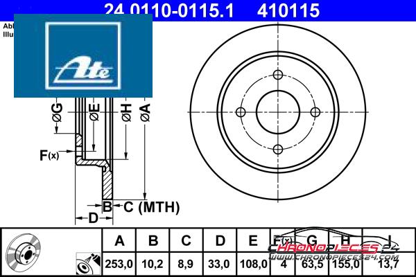 Achat de ATE 24.0110-0115.1 Disque de frein pas chères