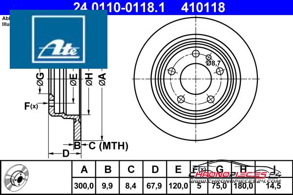 Achat de ATE 24.0110-0118.1 Disque de frein pas chères