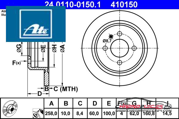 Achat de ATE 24.0110-0150.1 Disque de frein pas chères