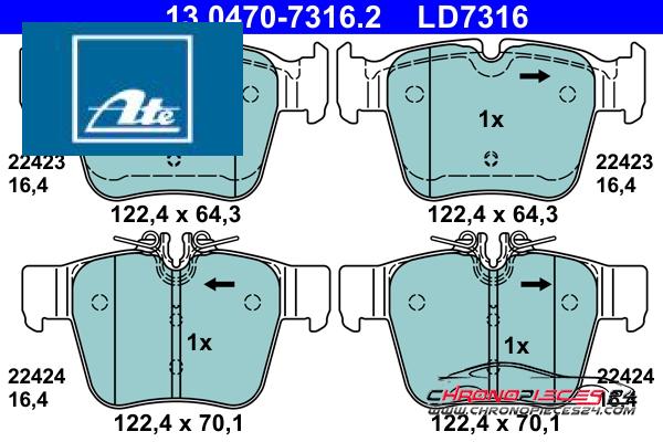 Achat de ATE 13.0470-7316.2 Kit de plaquettes de frein, frein à disque pas chères