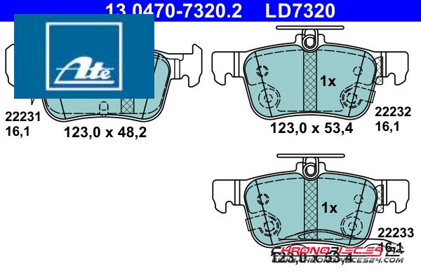 Achat de ATE 13.0470-7320.2 Kit de plaquettes de frein, frein à disque pas chères