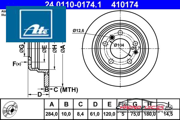 Achat de ATE 24.0110-0174.1 Disque de frein pas chères