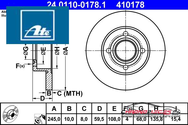 Achat de ATE 24.0110-0178.1 Disque de frein pas chères