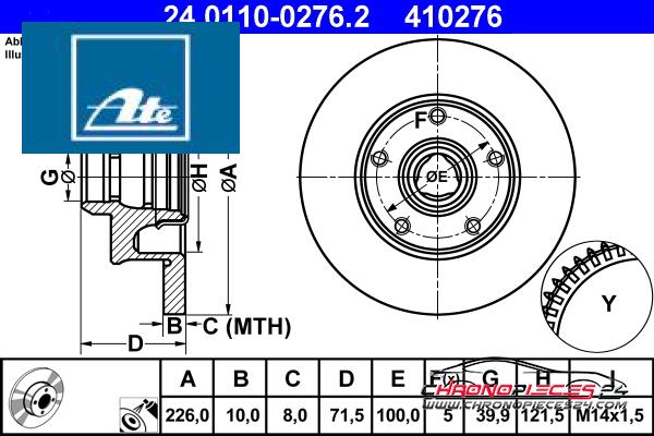 Achat de ATE 24.0110-0276.2 Disque de frein pas chères